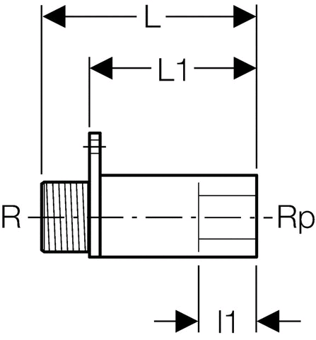 Geberit Mepla Anschluss gerade m. Aussengew. MF 1/2" (Rg)