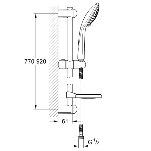 Grohe Brausegarnitur Euphoria Champagne 27227 900mm Schlauch 1750mm Seifenschale chrom