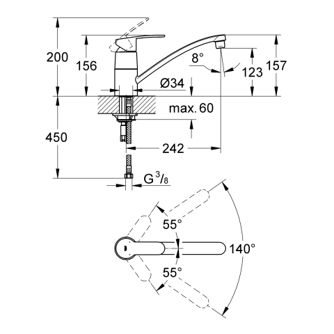 GROHE EH-SPT-Batterie Eurostyle C 33977 chrom
