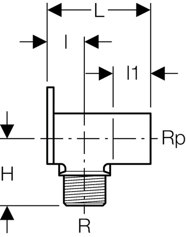Geberit Mepla Armaturen-Anschlusswinkel 90° Rp 1/2 für MeplaFix 57 mm (Rg)