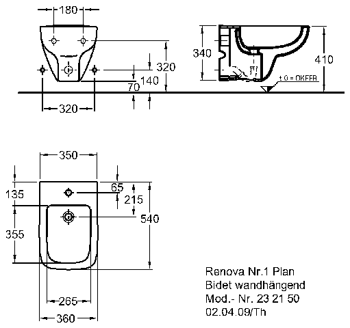 Keramag Bidet Renova Nr. 1 Plan 232150