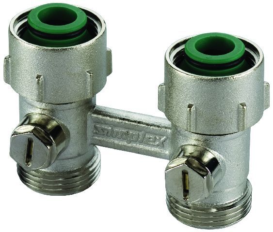 Simplex Zweirohr-Hahnblock Exclusiv D2/50 f. Ventil-HK m. 3/4" AG
