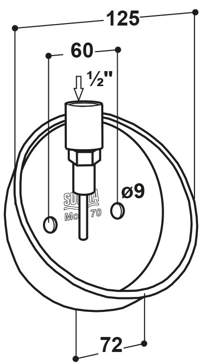 Suevia Tränkebecken Mod. 70, Art.-Nr. 100.0709, aus Edelstahl, Edelstahl-Stiftventil
