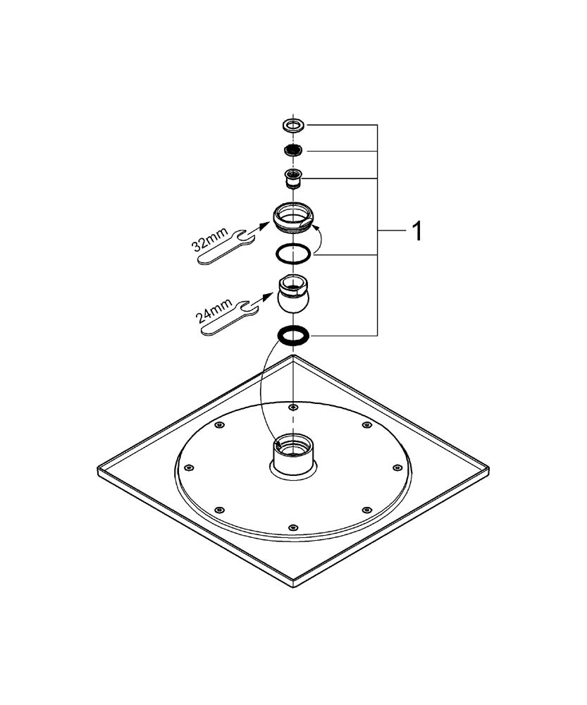 GROHE 4-Wege-Umstellung Sinfonia 29010 Fertigmontageset ohne UP-Körper