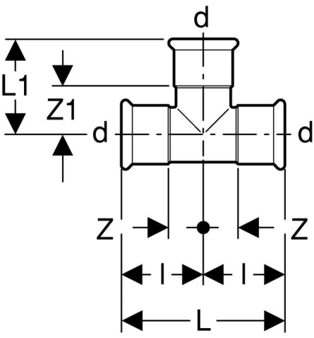 Geberit Mapress C-Stahl T-Stück (verzinkt)