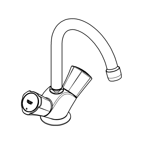 Grohe Zweigriff-Waschtisch-Batterie Costa 21375 Zugst.-Abl.grt. flex. A.-Schläuche chrom