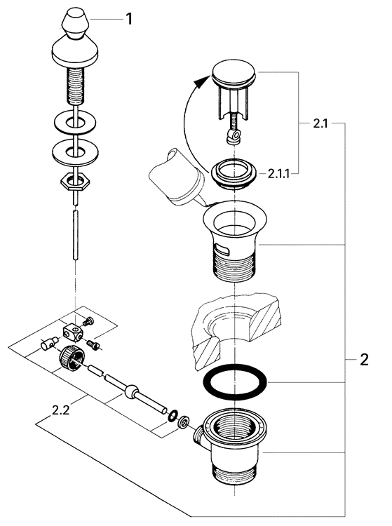 Grohe Zugstangen-Ablaufgarnitur 28900 für Waschtische 1 1/4" chrom