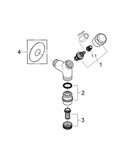 Grohe WAS-Anschlussv. Schrägsitzausf. 41015 Design-Gr. DN15 m. RV chrom