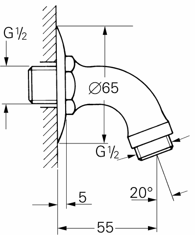 Grohe Brausearm Relexa 28429 Anschlußg. 1/2" DN15 chrom