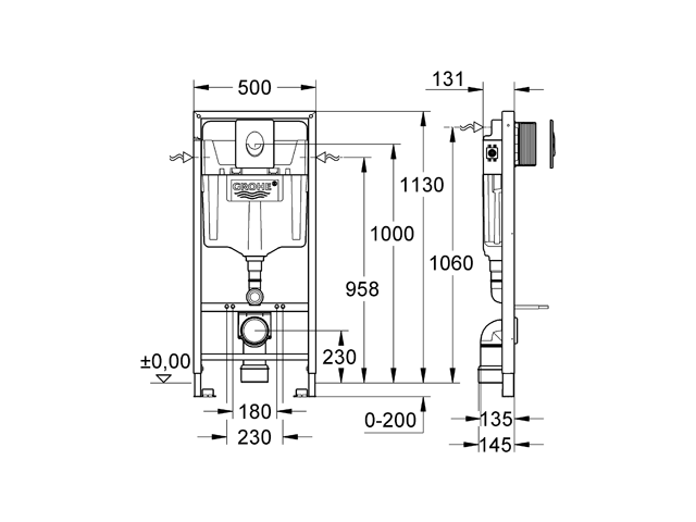 Grohe Rapid SL Set für WC 38764 BH:1,13m SPK GD2 mit Abdeckplatte Skate Air weiß