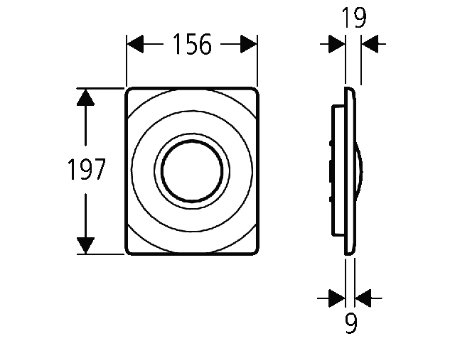 GROHE WC-Betätigung Surf 37063 156x197mm mit Druckknopfbetätigung