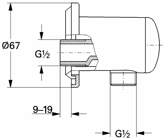 Grohe Wandanschlussbogen Relexa 28671 DN15 für 28212 / 28215 chrom