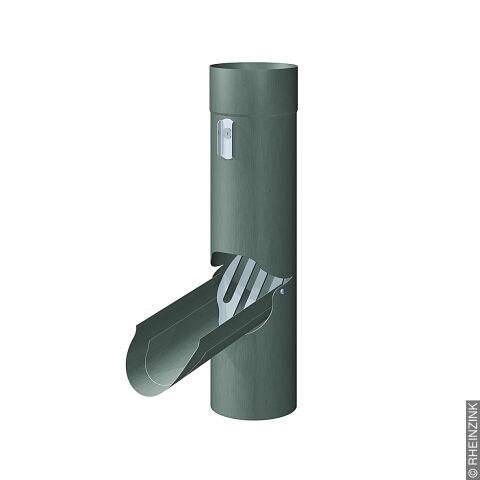 RZ Zink-Regenrohrklappe, prePatina schiefergrau, 6-tlg./100mm, mit Laubfangsieb