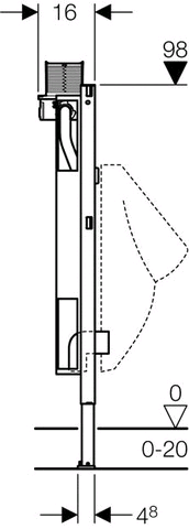 Geberit Duofix Urinal Universal 98cm, Bet.v.oben für Urinal-Steuerung ab 2009