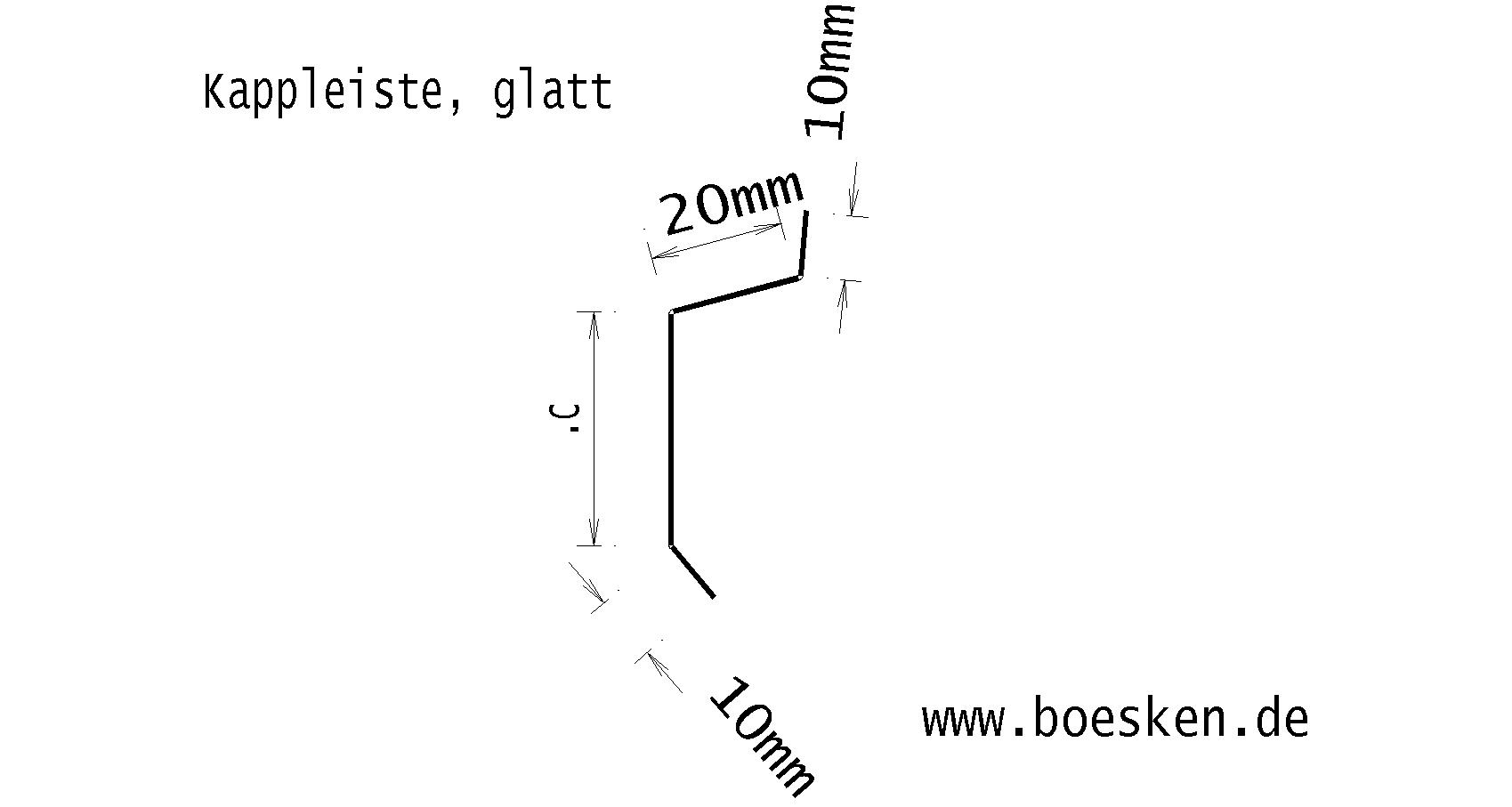 Kupfer-Kappleiste, glatt, L: 2m