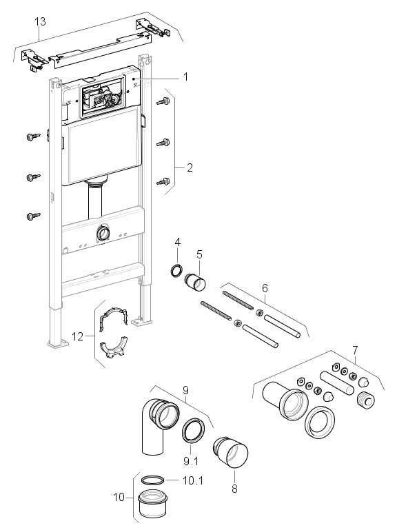 Geberit DuofixBasic WWC 112 cm mit Spülkasten UP100