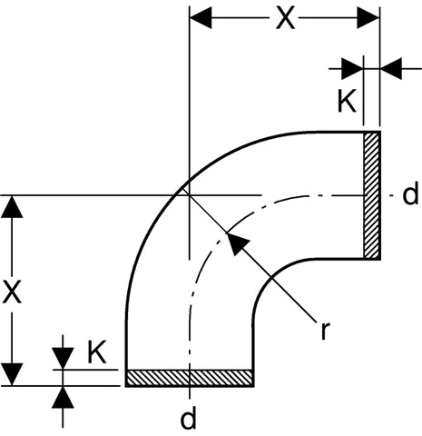 Geberit PE Bogen 90°, m. grossem Radius, geschweißt