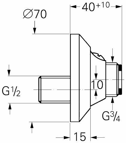 Grohe S-Anschluss 12400 Verstellb. 10mm 1/2"x3/4" absperrbar chrom