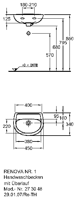 Keramag Handwaschbecken Renova Nr.1 273048 450x340mm