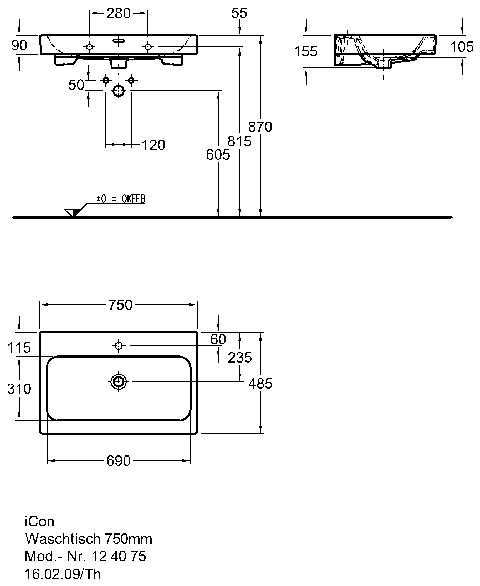 Keramag Waschtisch iCon 750x485mm
