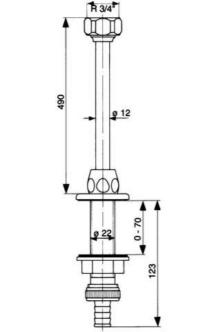 Grohe WAS-Spülendurchführung 41130 DN15 bis 70mm verstellbar chrom