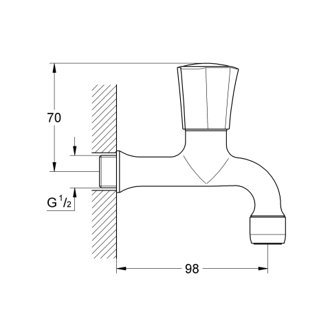 Grohe Auslaufventil Costa 30098 DN15 Wandmontage chrom