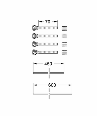 Grohe Verlängerungs-Set 38714 70mm für Abdeckplatten/Betätigungen