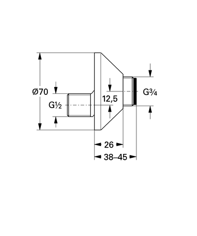 GROHE S-Anschluss 12075 Verstellb. 7,5mm mit Schalldämpfer 1/2"x3/4"