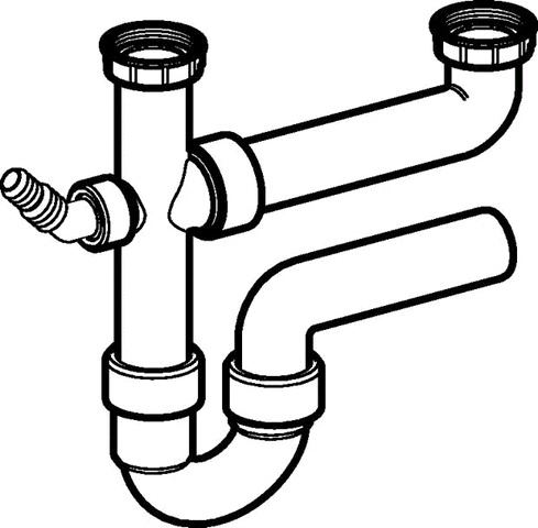 Geberit Spültisch-Ablauf G 11/2 x 50 mm weiß in PP Objektmodell für zwei Becken