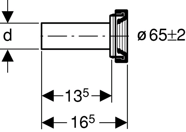 Geberit PE Einlaufmanschette d 65 x 70 mm mit Gummidichtung für Stutzen