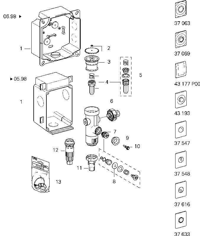 Grohe WC-Druckspüler 37157 Wandeinbau DN20 für Niederdruck mit Vorabsperrung