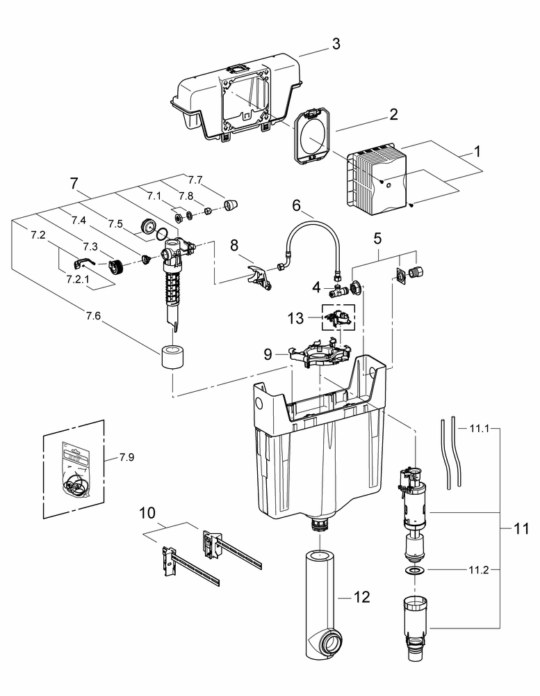 Grohe WC-Spülkasten Wandeinbau 38661 6-9l einstellbar Start/Stopp o. 2 Mengen