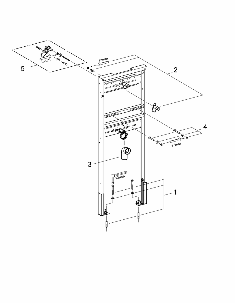 Grohe Rapid SL 38546 für Waschtisch-Wandbatterie Bauhöhe 1,30m Ständerwand o. Vorwand