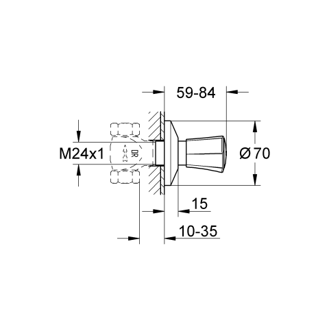 Grohe Unterputz-Ventil Oberbau Costa 19855 Mark. rot Einbautiefe 15-40 mm chrom