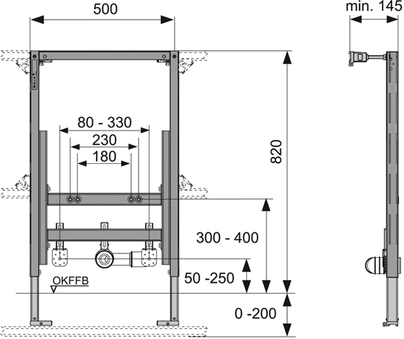 TECEprofil Bidetmodul für wandhängendes Bidet BH820mm
