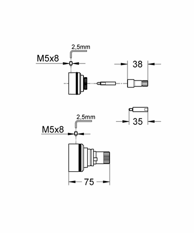 Grohe Verlängerungsset 47781 27,5 mm für Rapido T bei Wannen-Thermostat