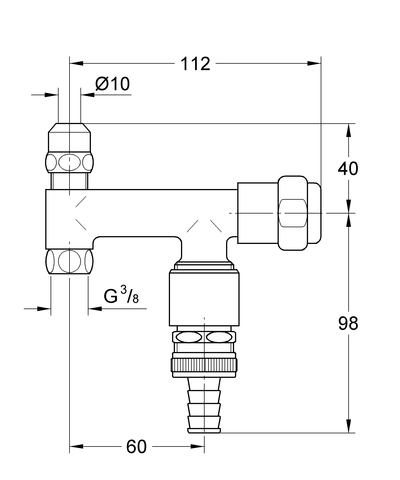 Grohe WAS-Ventil Eckfix 41033 Design-Gr. DN10 mit RV u. Rohrbelüfter chrom