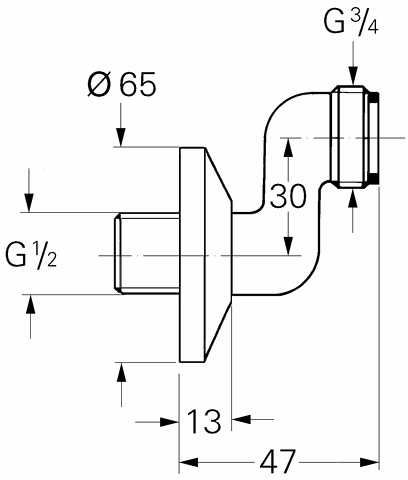 Grohe S-Anschluss 12005 Verstellbarkeit 30mm 1/2"x3/4" chrom