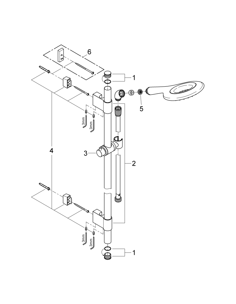 GROHE Brausegrt. Rainshower Icon 27277 EasyFix 900mm Wandhalter Metall