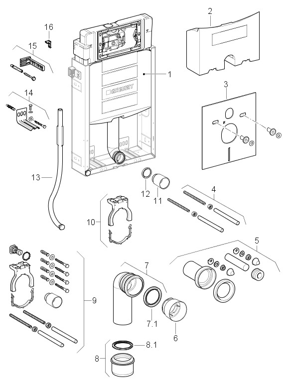 Geberit Kombifix Plus Wand-WC mit UP-Spülkasten UP320, für Geruchsabsaugung