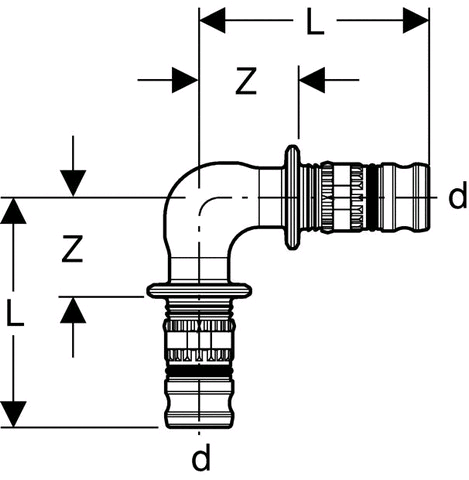 Geberit Mepla Winkel 90° (PVDF)