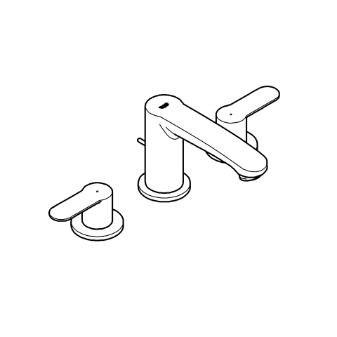 Grohe 3-Loch-Waschtisch-Batterie Eurostyle C 20208 Zugstangen-Ablaufgarnitur chrom