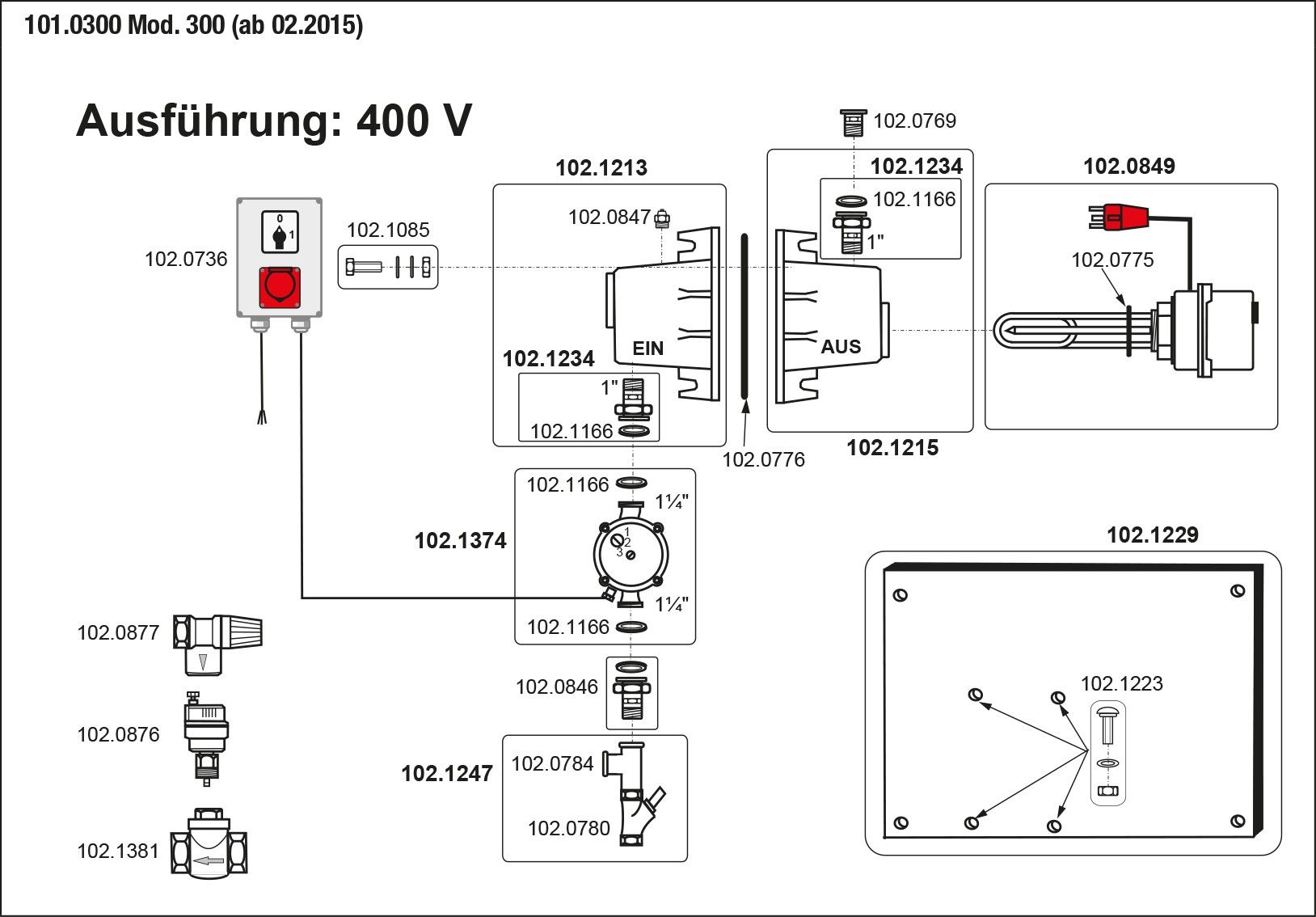 Suevia Heizgerät Mod. 300, 3000 W, 400 V, Pumpe 100 W, Art.-Nr. 101.0300