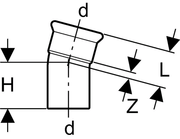Geberit Mapress Edelstahl Bogen 15°, m. Einschubende (Cr-Ni-Mo-Stahl)