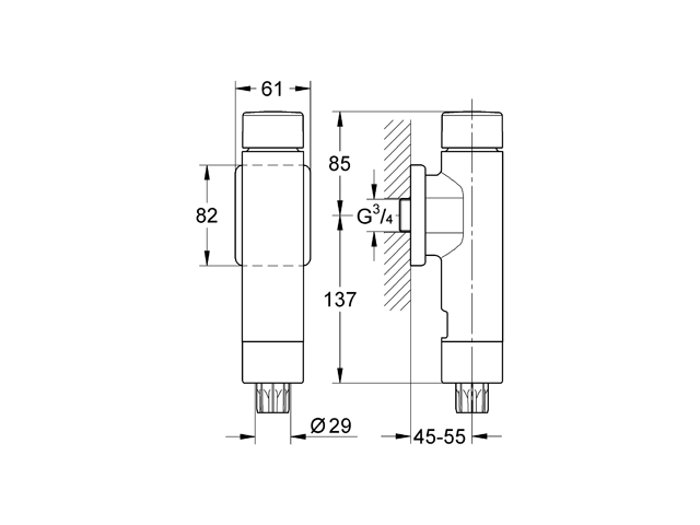 Grohe WC-Druckspüler Rondo A.S. 37349 DN20 m. integrierter Vorabsperrung chrom
