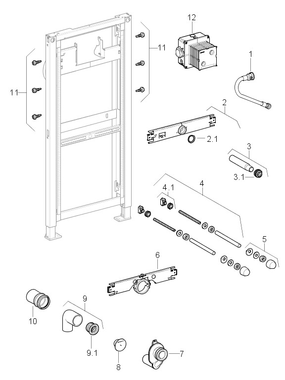 Geberit Duofix Urinal Universal 112-130cm, für Urinal-Steuerung ab 2009
