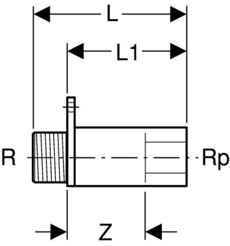 Geberit Mepla Anschluss gerade m. Aussengew. MF 1/2" (Rg)
