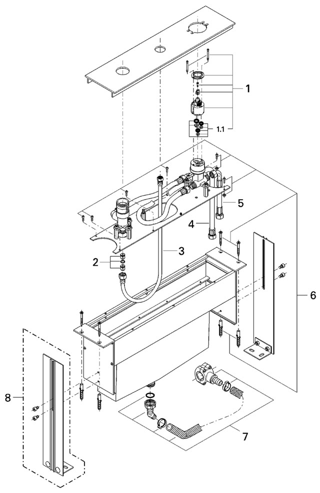 Grohe 3-Loch-Einhand-Wannenkombination 33339 Unterbau für Fliesenbankmontage