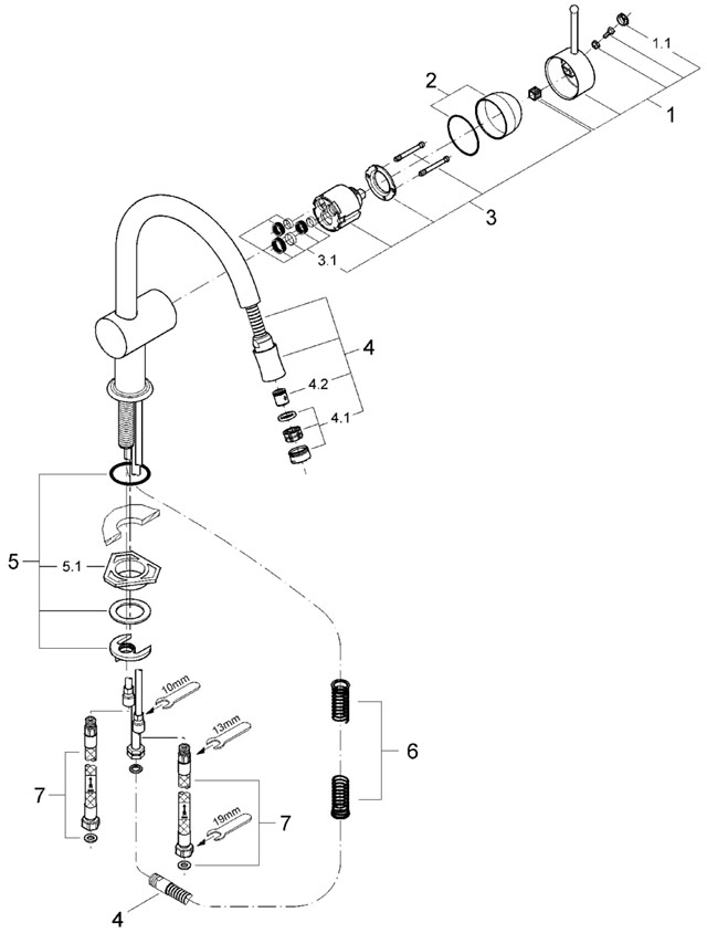 GROHE Einhand-SPT-Batterie Minta 32918 DN15 Mousseurauslauf