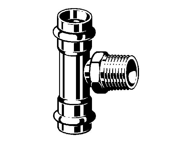 Viega Sanpress-Inox T-Stück, Mod. 2317.1, m. R-Gewinde (aG), aus nichtrostendem Stahl